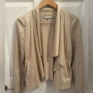 Bagatelle Taupe Faux Suede drape jacket, size small